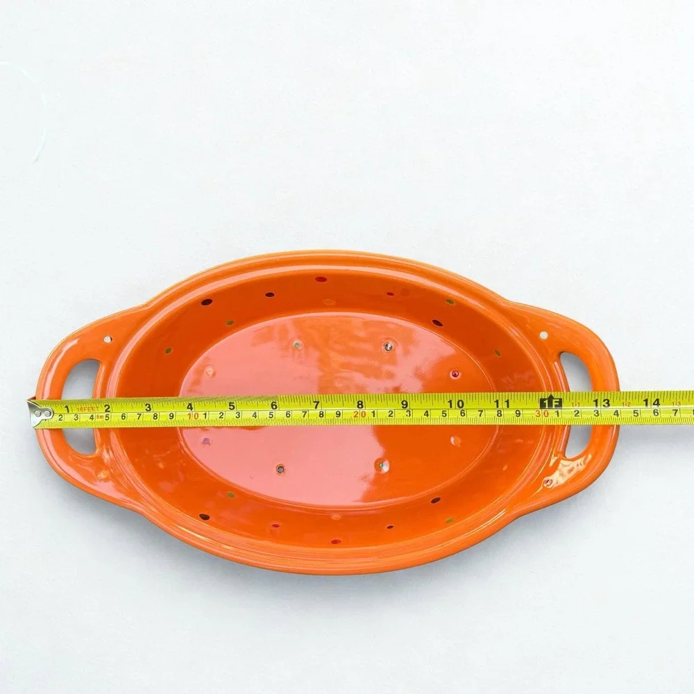Temp-Tations By Tara Polka Dot Spice Oval Casserole Lid Stand Orange 2.5 Qt